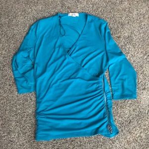 Michael Kors aqua top with zipper accent